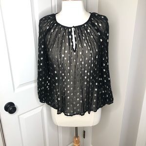 Michael Stars Gold Metallic Dots Sheer Blouse‎ S